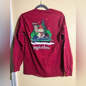 Puppie Love Red Christmas-Themed Long Sleeve Shirt, small